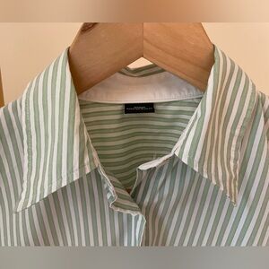 J Crew Women’s Green Striped Oxford Shirt